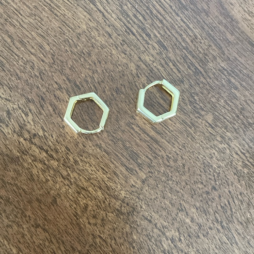 Hey June Gold Hexagon Huggies